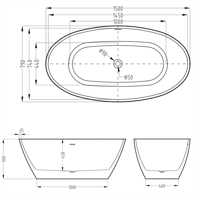 Egg Plus One - Piece Freestanding Bathtub - Golzar Home