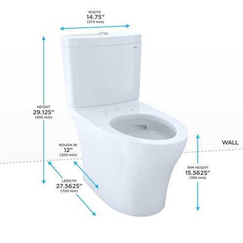 Toto Aquia® IV Toilet - 1.0 GPF & 0.8 GPF, Elongated Bowl - Universal Height Less Seat