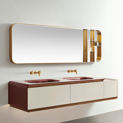 Lucelle Master High Gloss Creamy Apricot Beige Double Sink Bathroom Vanity - Godi
