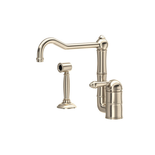 ROHL Acqui Single Hole Column Spout Kitchen Faucet With Sidespray
