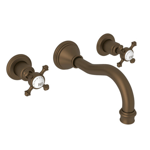 Perrin & Rowe Georgian Era Wall Mount Widespread Bathroom Faucet With Cross Handle