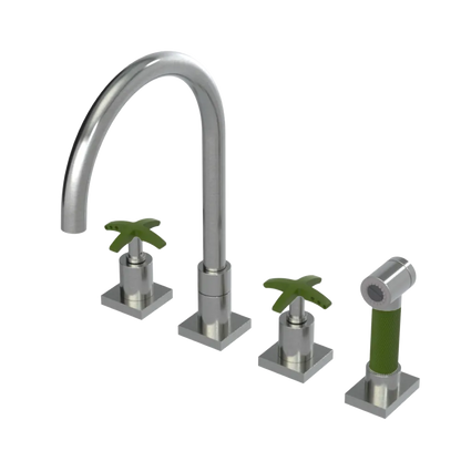 Rubinet Widespread Kitchen Set with Hand Spray Satin Nickel