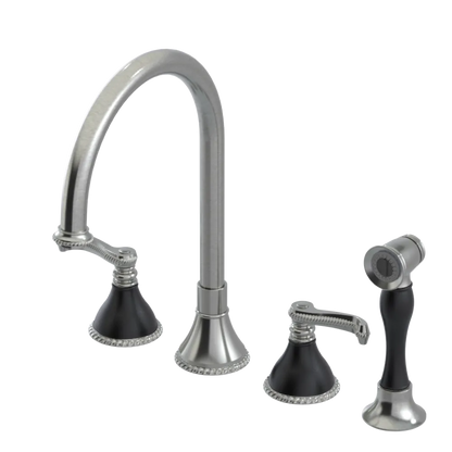 Rubinet Widespread Kitchen Set with Hand Spray Satin Nickel
