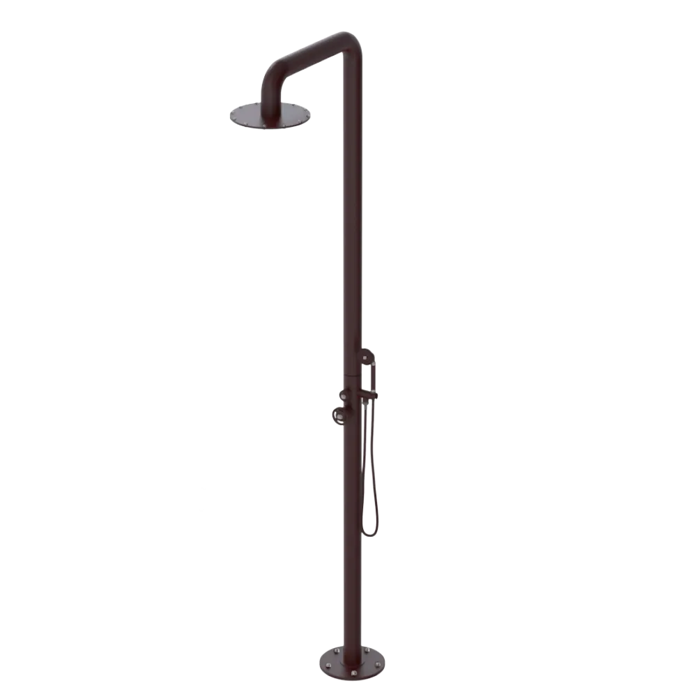 Rubinet Pressure Balance Outdoor Shower with Hand Held Shower & 10" Shower Head - 304 Stainless Steel Bordeaux