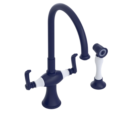 Rubinet Two Handle Single Hole Kitchen Set with Hand Spray Midnight Blue