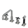 Rubinet Widespread Kitchen Set with Genesis Spout with Hand Spray Satin Nickel