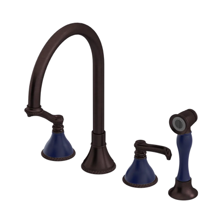 Rubinet Widespread Kitchen Set with Hand Spray Tuscan Brass