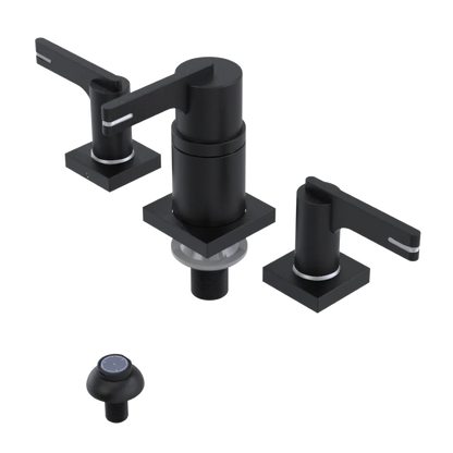 Rubinet Bidet Fitting with Spray, Diverter, and Vacum Breaker (Less Drain) Matt Black