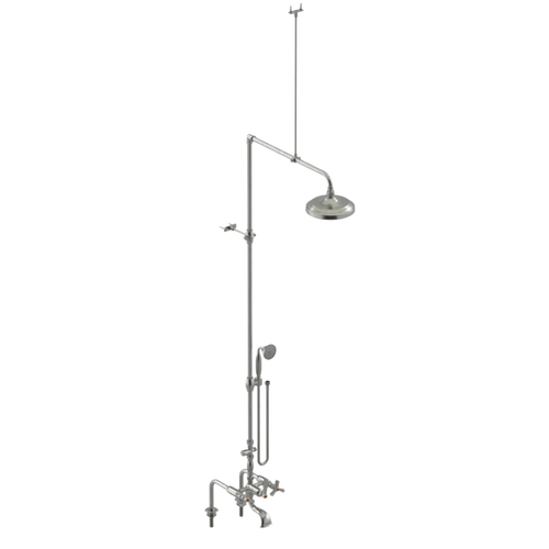 Rubinet Deck Mount Tub & Shower with Hand Held Shower Satin Nickel