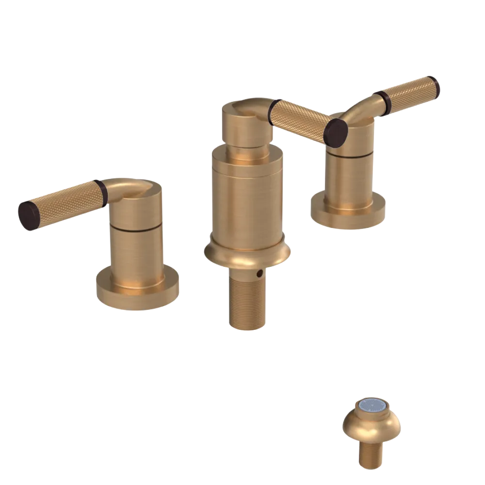 Rubinet Bidet Fitting with Spray, Diverter, and Vacum Breaker (Less Drain) Satin Gold