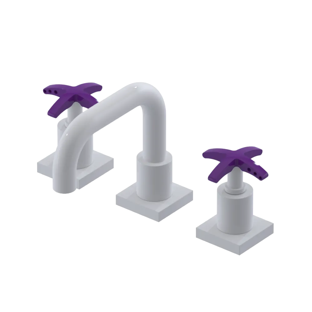 Rubinet Widespread Lav. Set. with Genesis spout (less drain) White