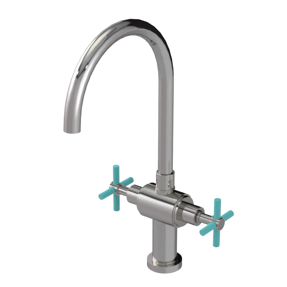 Rubinet Two Handle Single Hole Kitchen Set with LaSalle Spout Polished Nickel