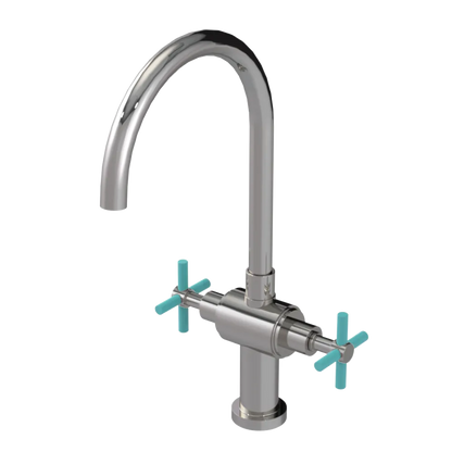 Rubinet Two Handle Single Hole Kitchen Set with LaSalle Spout Polished Nickel