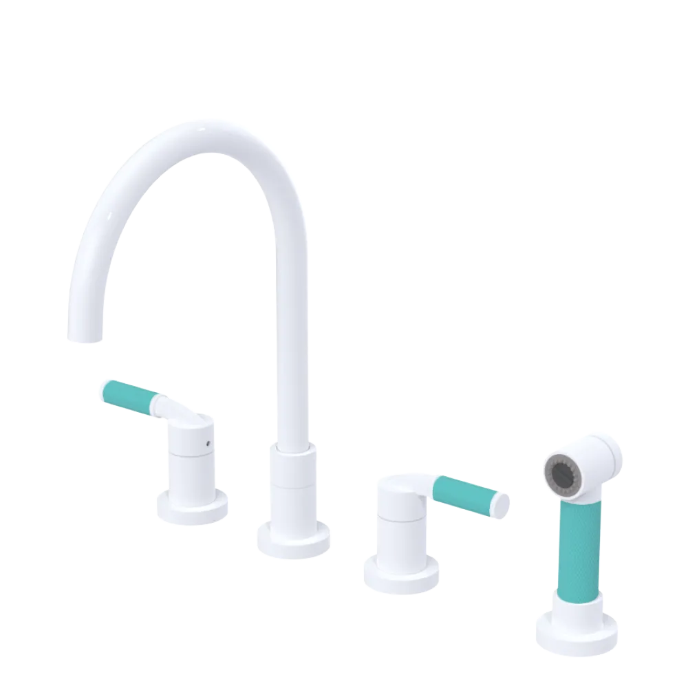 Rubinet Widespread Kitchen Set with Hand Spray White