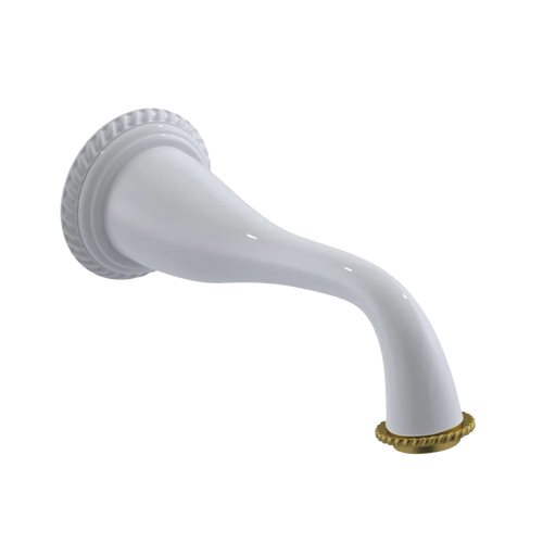 Rubinet Tub Filler Spout Wall Mount White