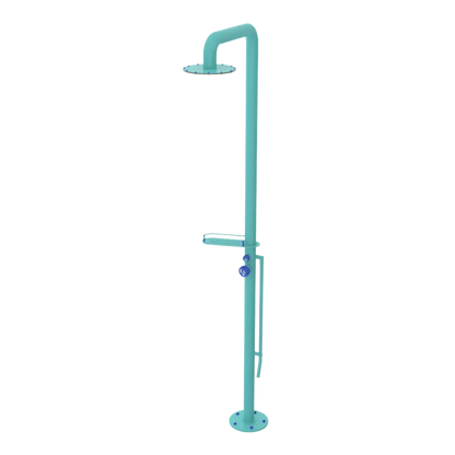 Rubinet Pressure Balance Outdoor Shower with Foot Rinse & 10" Shower Head (with shelf) - 304 Stainless Steel Aqua