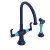 Rubinet Two Handle Single Hole Kitchen Set with Hand Spray Midnight Blue