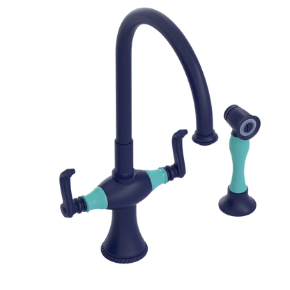Rubinet Two Handle Single Hole Kitchen Set with Hand Spray Midnight Blue