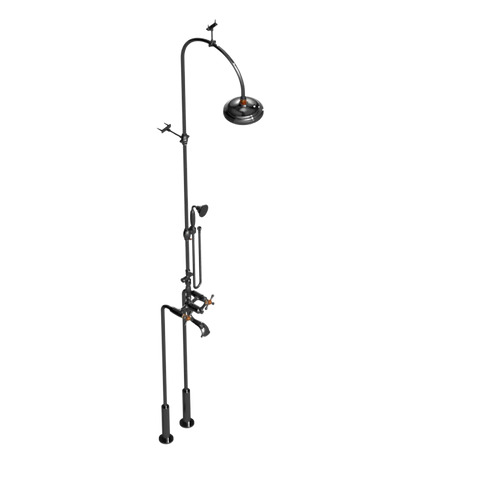 Rubinet Floor Mount Tub & Shower with hand held shower Chrome