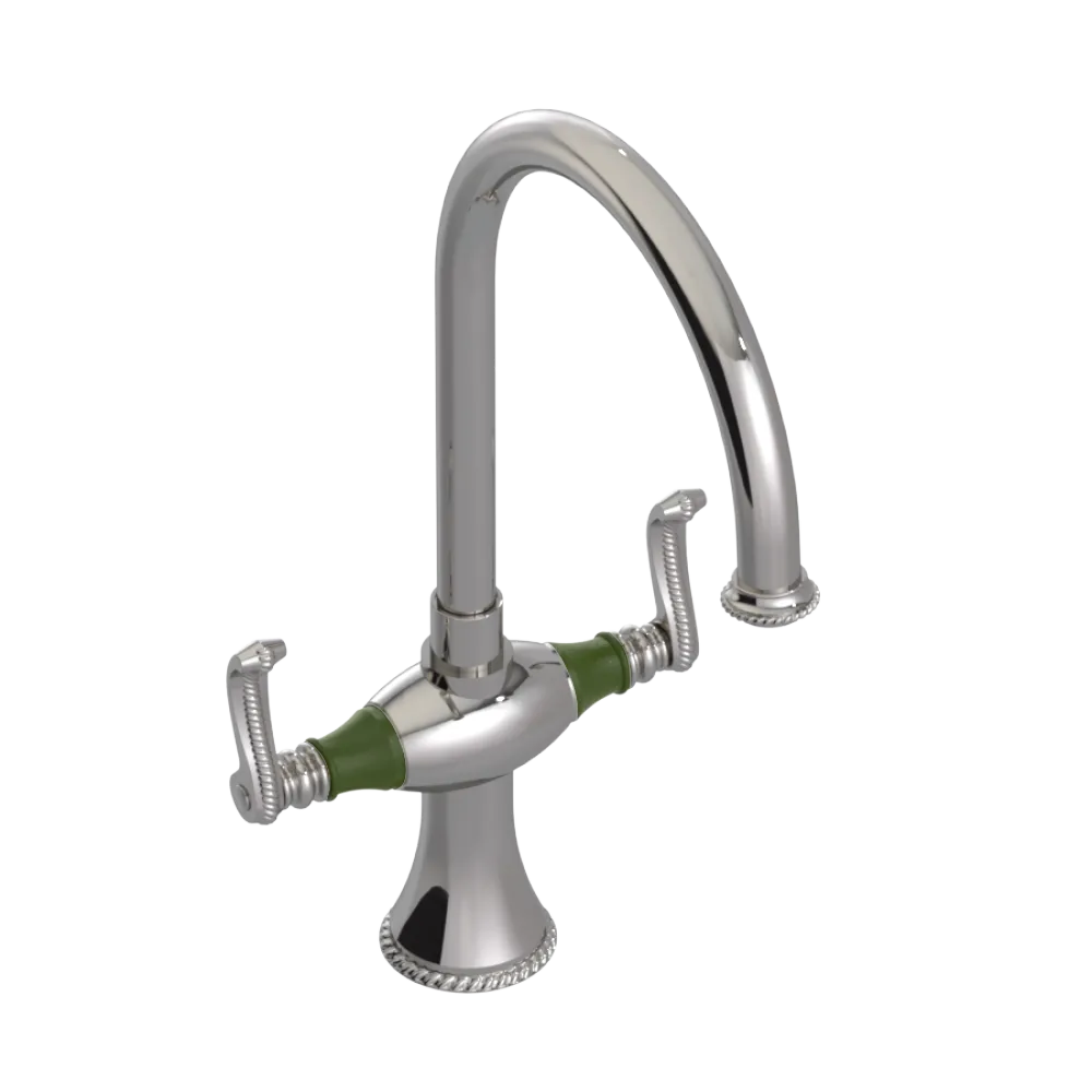 Rubinet Two Handle Single Hole Kitchen Set Polished Nickel