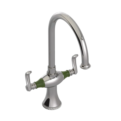 Rubinet Two Handle Single Hole Kitchen Set Polished Nickel