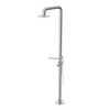 Rubinet Pressure Balance Outdoor Shower with Hand Held Shower & 10" Shower Head (with shelf) - 304 Stainless Steel Satin Nickel
