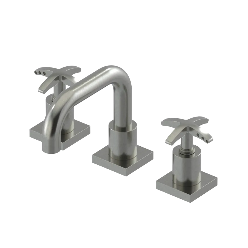 Rubinet Widespread Lav. Set. with Genesis spout (less drain) Satin Nickel