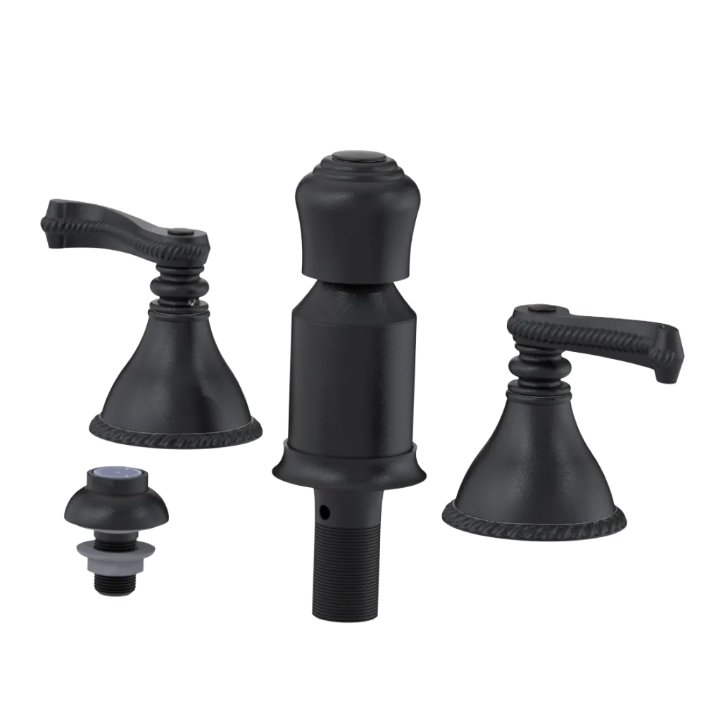 Rubinet Bidet Fitting with Spray, Diverter, and Vacum Breaker (Less Drain) Matt Black