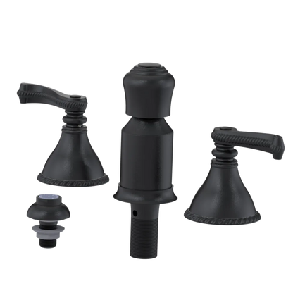 Rubinet Bidet Fitting with Spray, Diverter, and Vacum Breaker (Less Drain) Matt Black