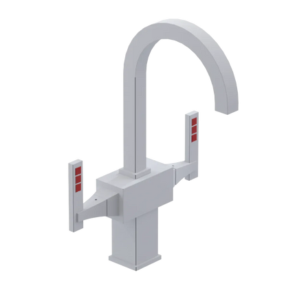 Rubinet Single Hole Dual Handle Lav. Set. (less drain) Matt White