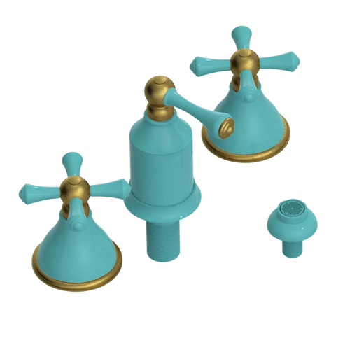 Rubinet Bidet Fitting with Spray, Diverter, and Vacum Breaker (Less Drain) Aqua