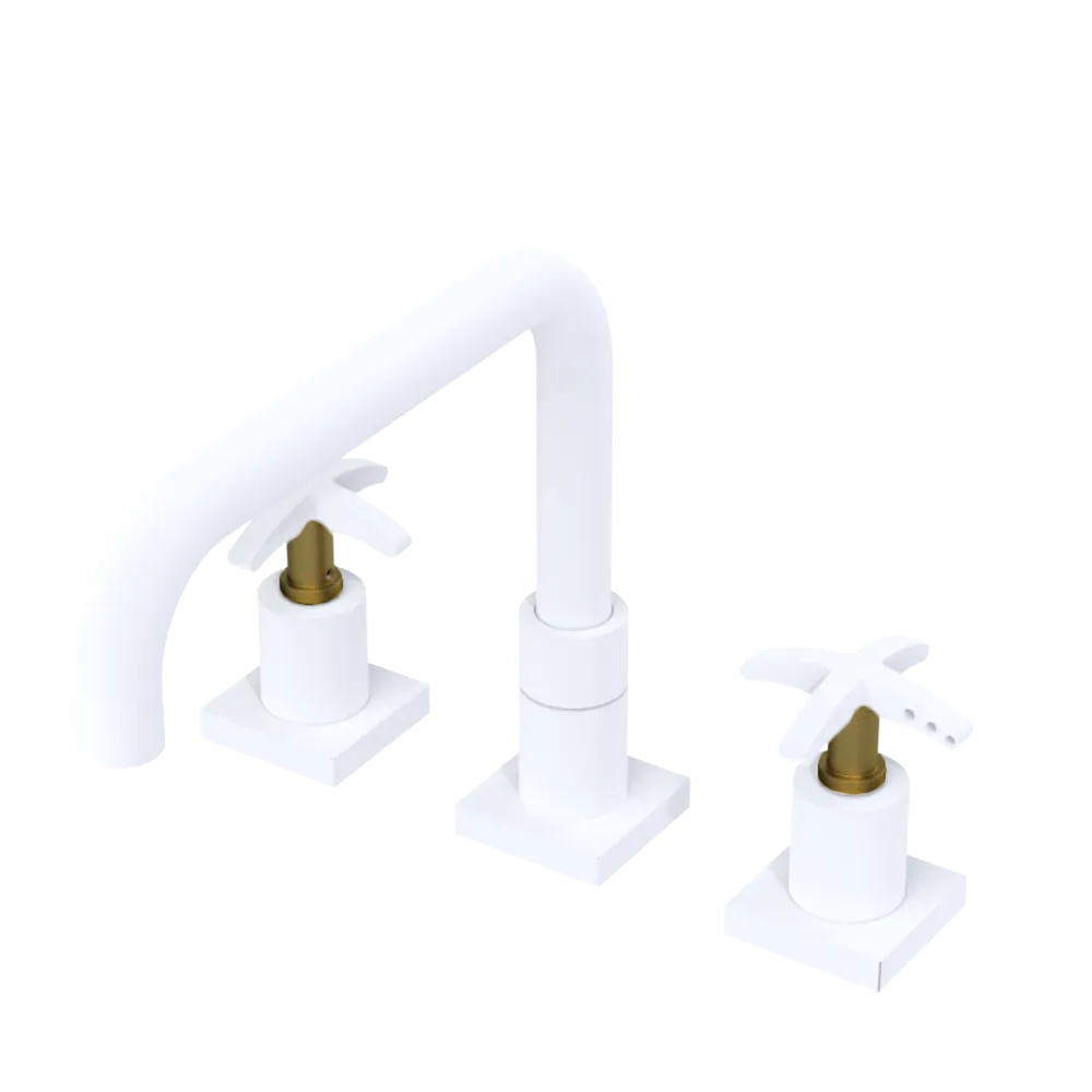 Rubinet Widespread Kitchen Set with Genesis Spout Matt White