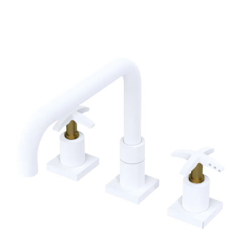 Rubinet Widespread Kitchen Set with Genesis Spout Matt White