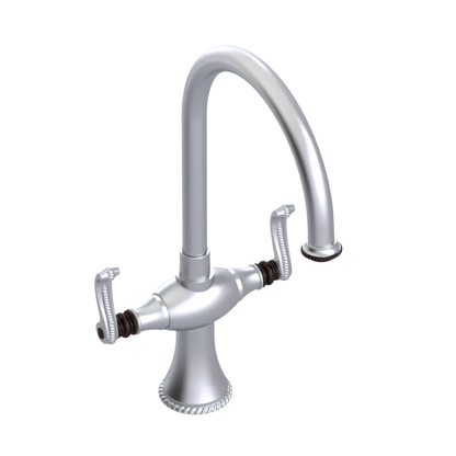 Rubinet Two Handle Single Hole Kitchen Set Satin Chrome