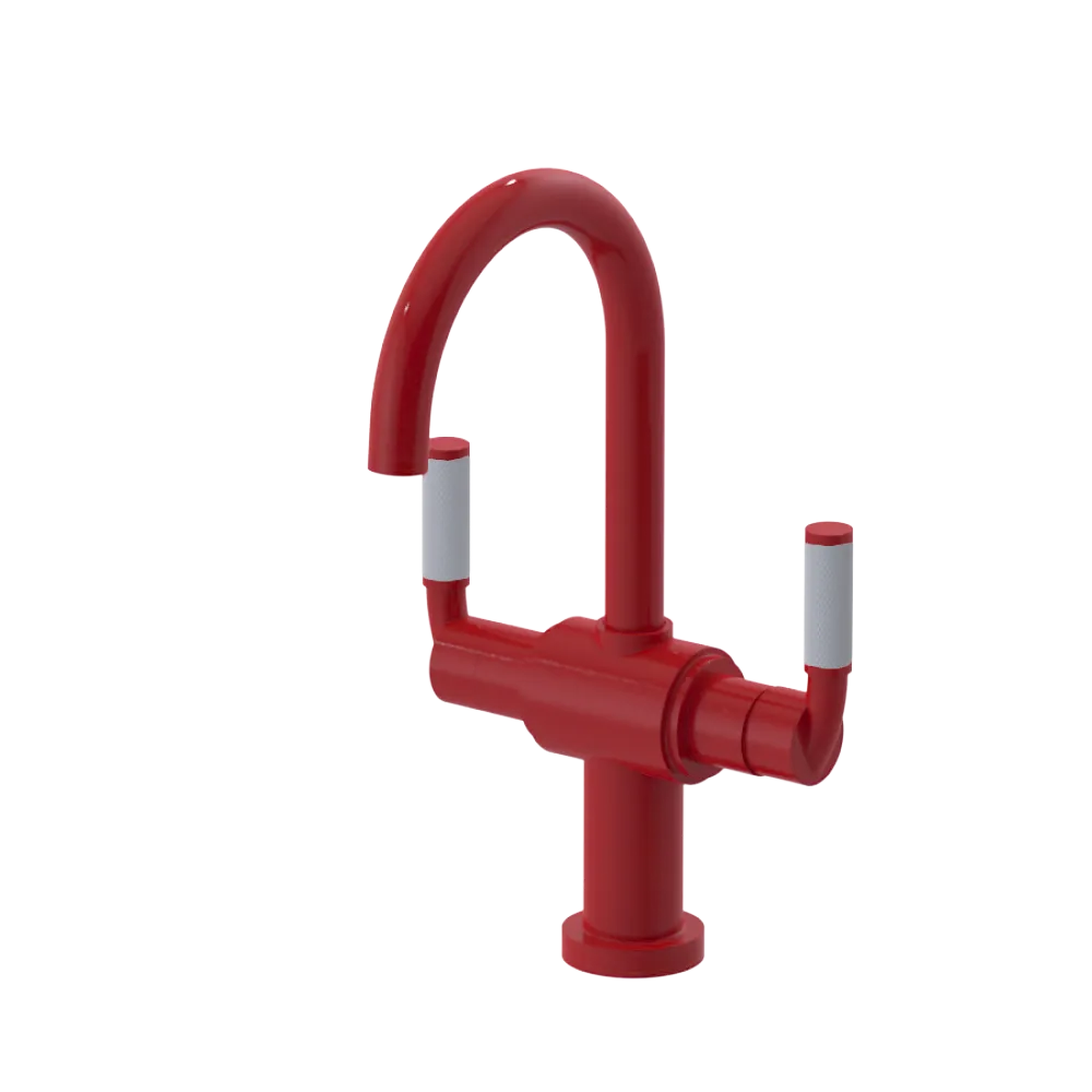 Rubinet Single Hole Dual Handle Lav. Set. (less drain) Red