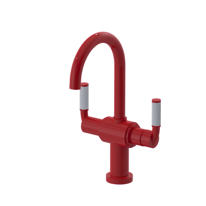 Rubinet Single Hole Dual Handle Lav. Set. (less drain) Red