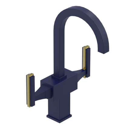 Rubinet Single Hole Dual Handle Lav. Set. (less drain) Midnight Blue