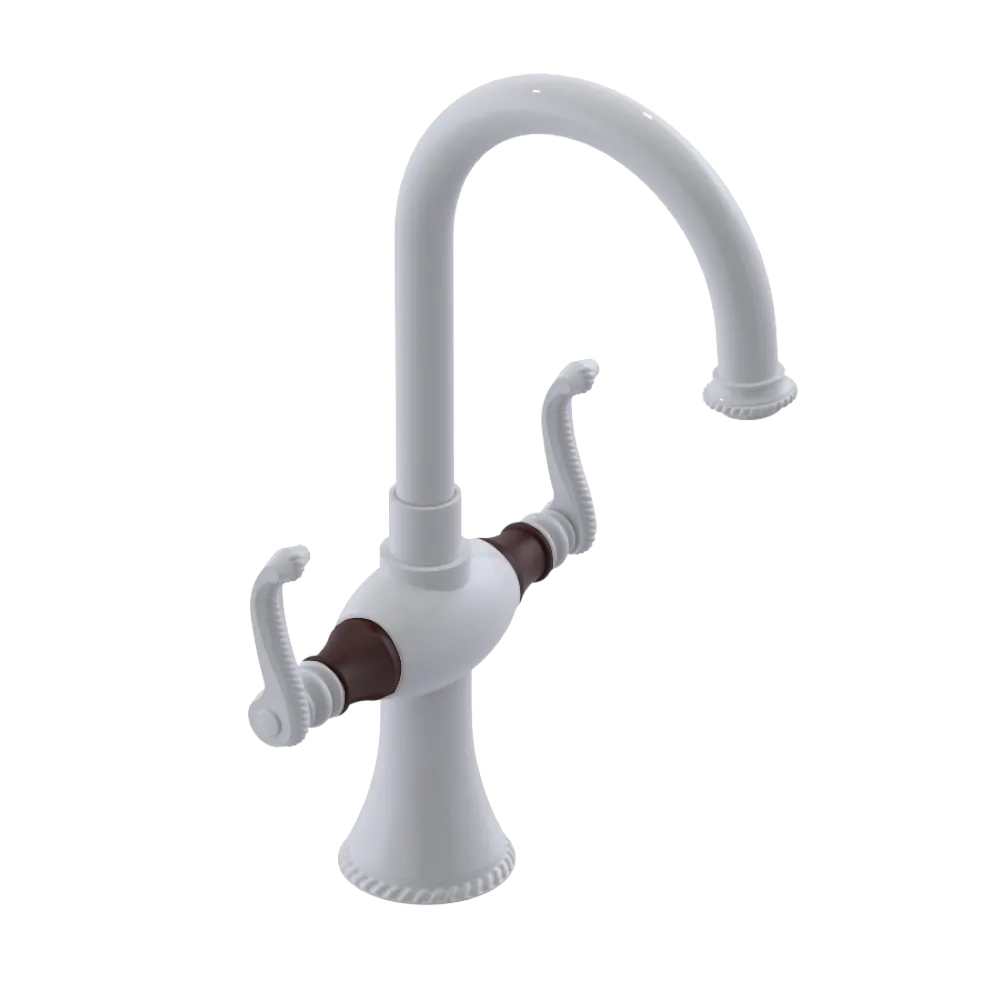 Rubinet Single Hole Dual Handle Lav. Set. (less drain) White