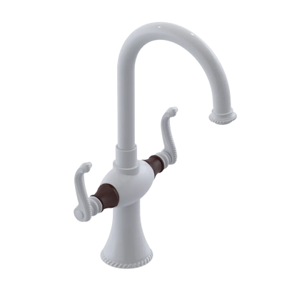 Rubinet Single Hole Dual Handle Lav. Set. (less drain) White