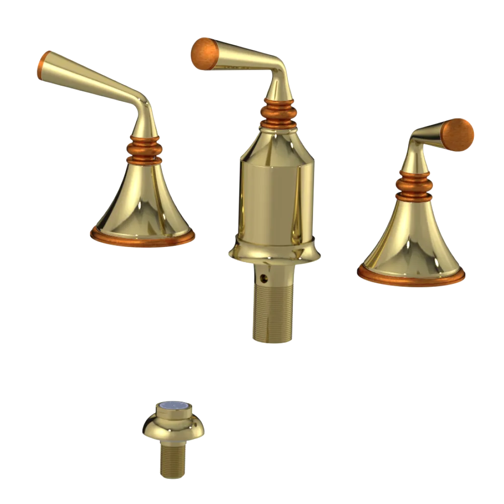 Rubinet Bidet Fitting with Spray, Diverter, and Vacum Breaker (Less Drain) Natural Brass
