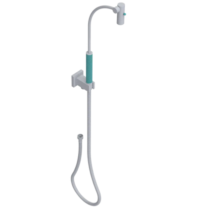 Rubinet Hand Held Shower Bidet with Extended Reach & Dual Function Spray Including Wall Bracket with Supply & Hose (Square) Matt White