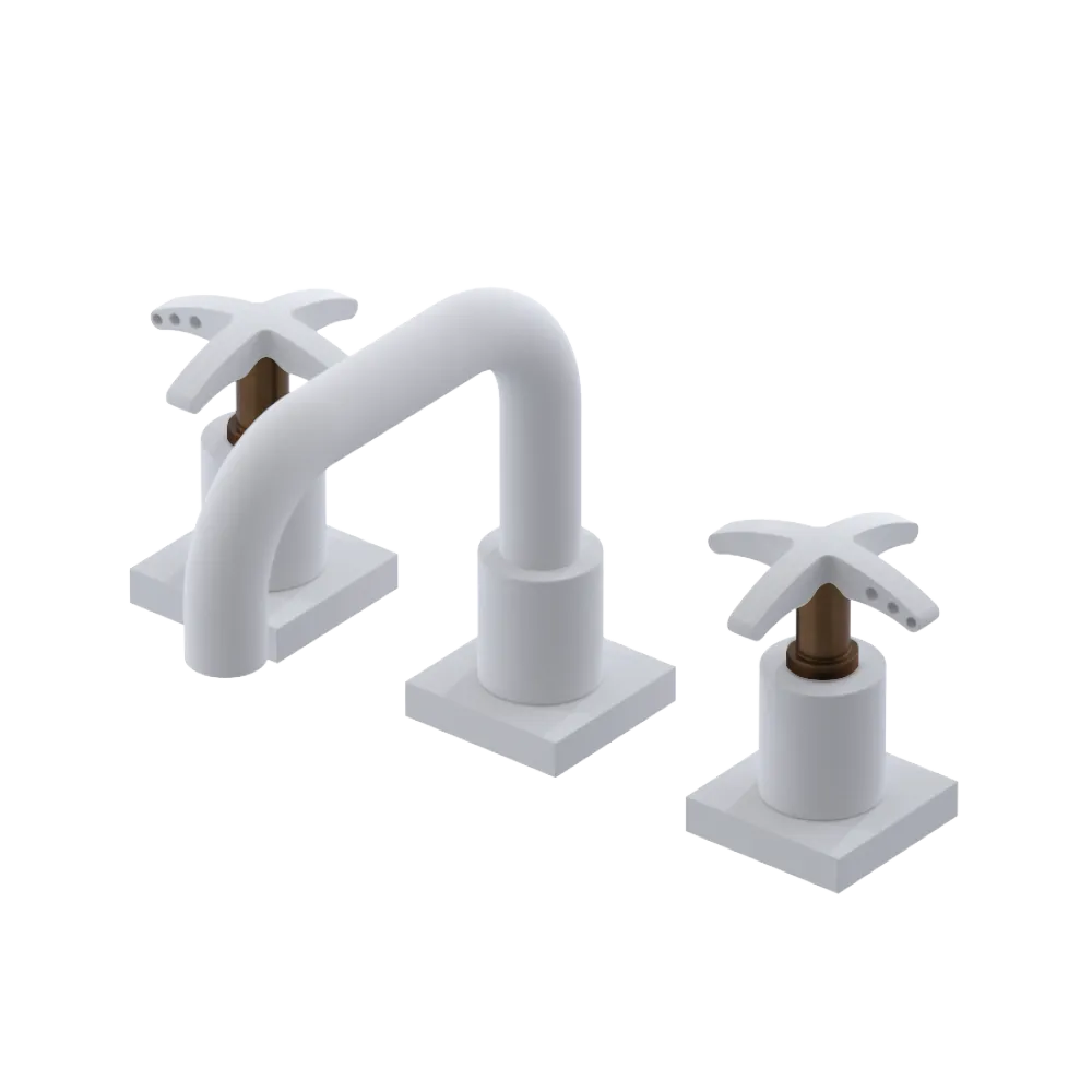 Rubinet Widespread Lav. Set. with Genesis spout (less drain) Matt White