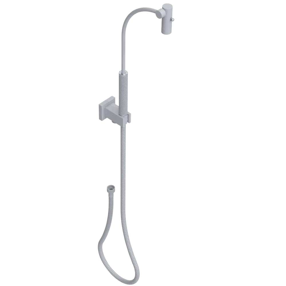 Rubinet Hand Held Shower Bidet with Extended Reach & Dual Function Spray Including Wall Bracket with Supply & Hose (Square) Matt White