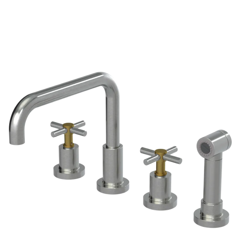 Rubinet Widespread Kitchen Set with Hand Spray Satin Nickel