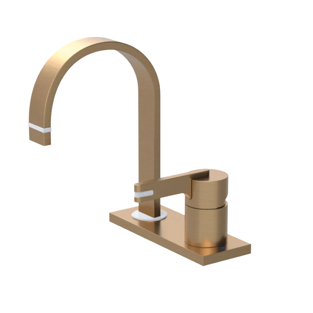 Rubinet 4" Centre Single Control Lav. Set (less drain) Satin Gold