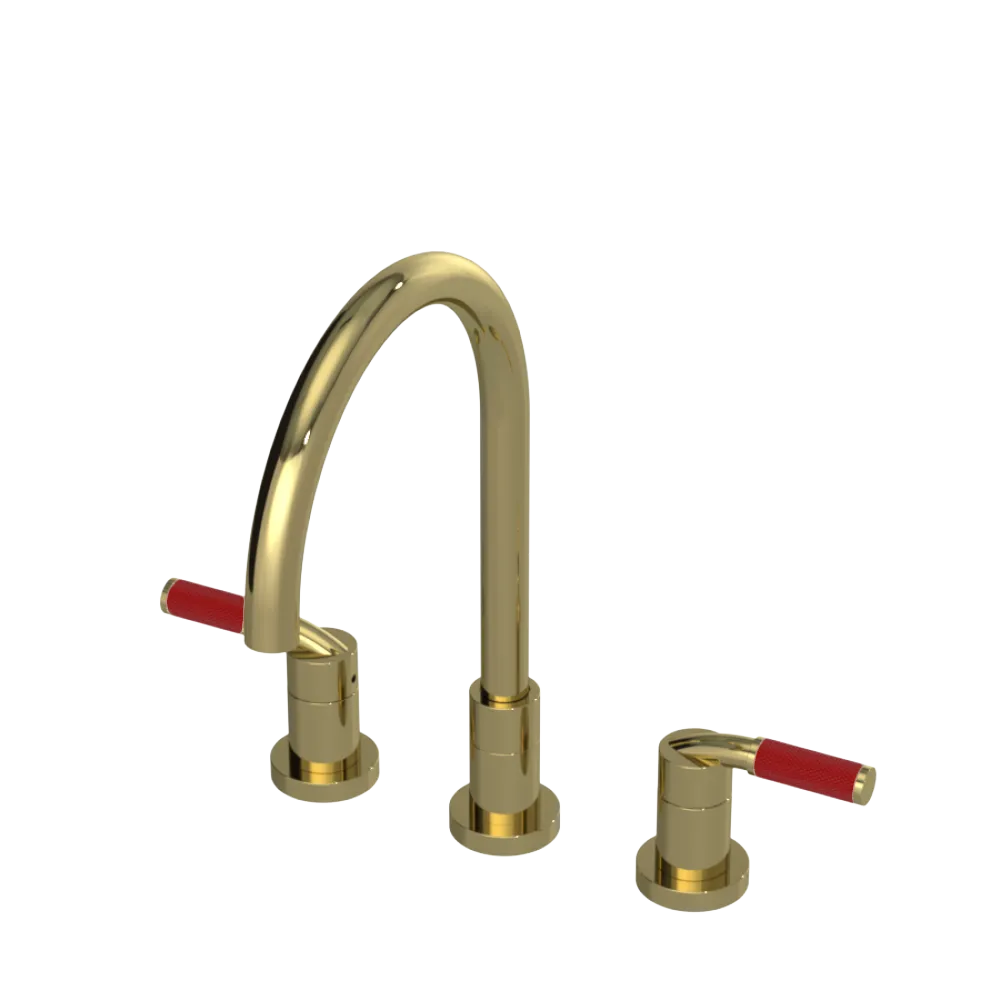 Rubinet Widespread Kitchen Set Natural Brass