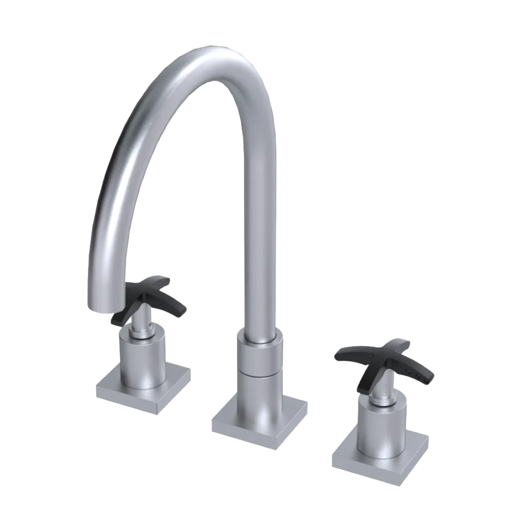 Rubinet Widespread Kitchen Set Satin Chrome