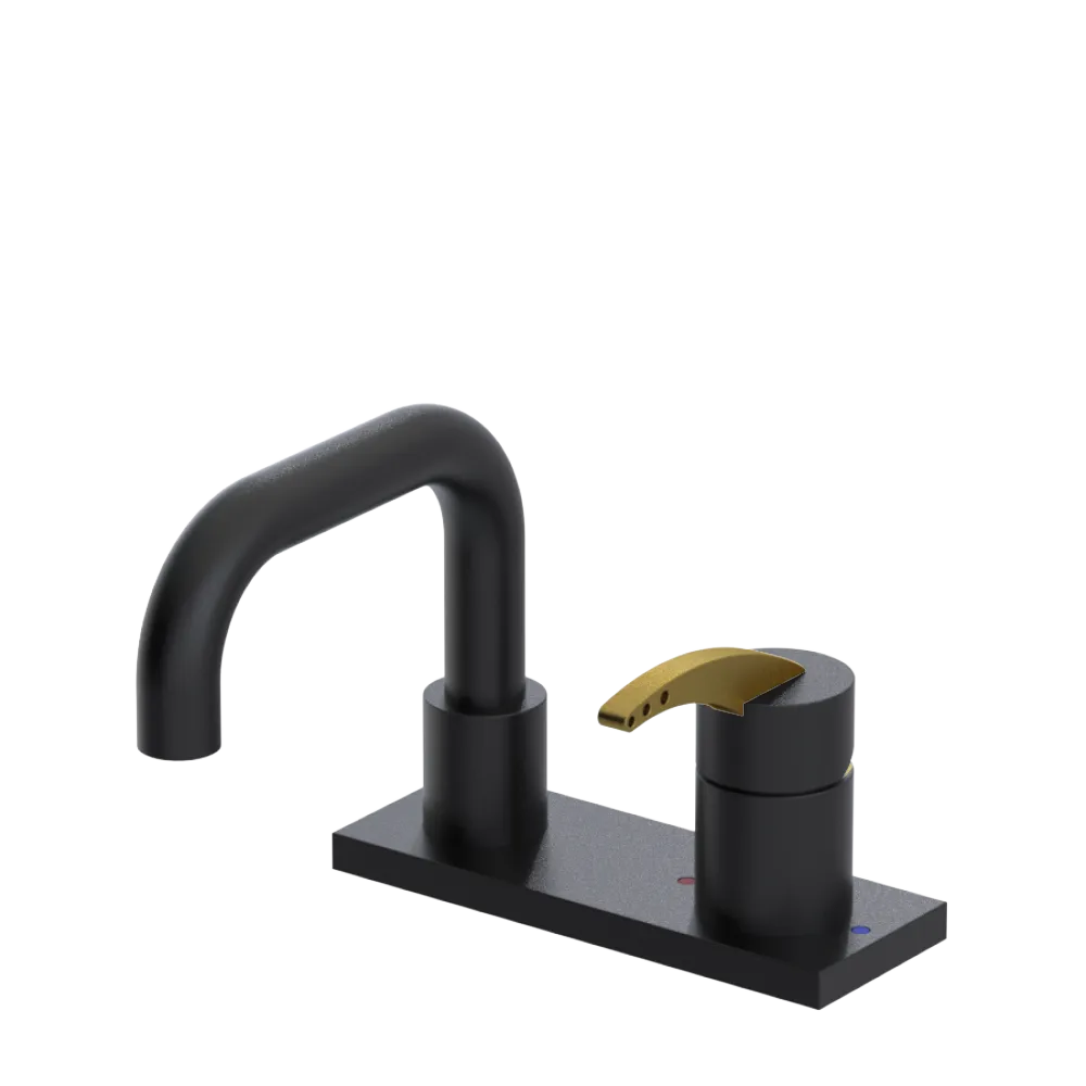 Rubinet 4" Centre Single Control Lav. Set. with Genesis spout (less drain) Matt Black