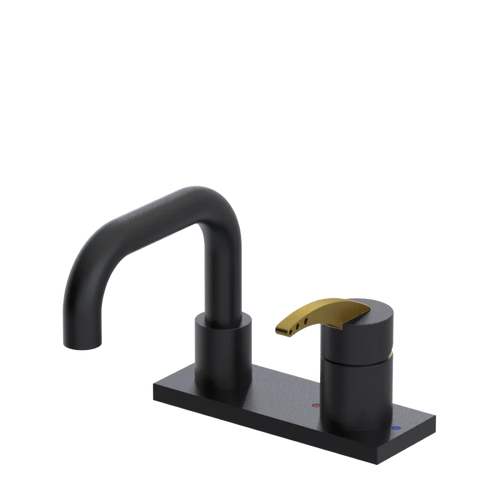 Rubinet 4" Centre Single Control Lav. Set. with Genesis spout (less drain) Matt Black