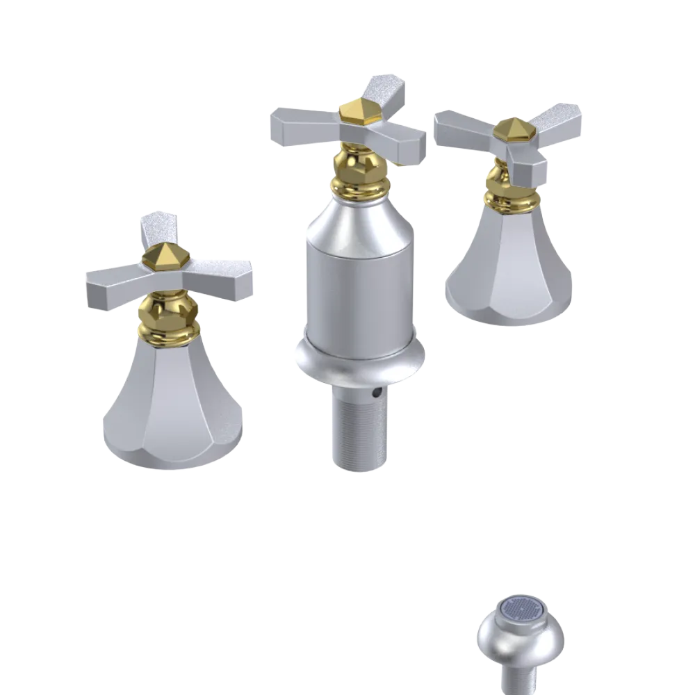 Rubinet Bidet Fitting with Spray, Diverter, and Vacum Breaker (Less Drain) Satin Chrome